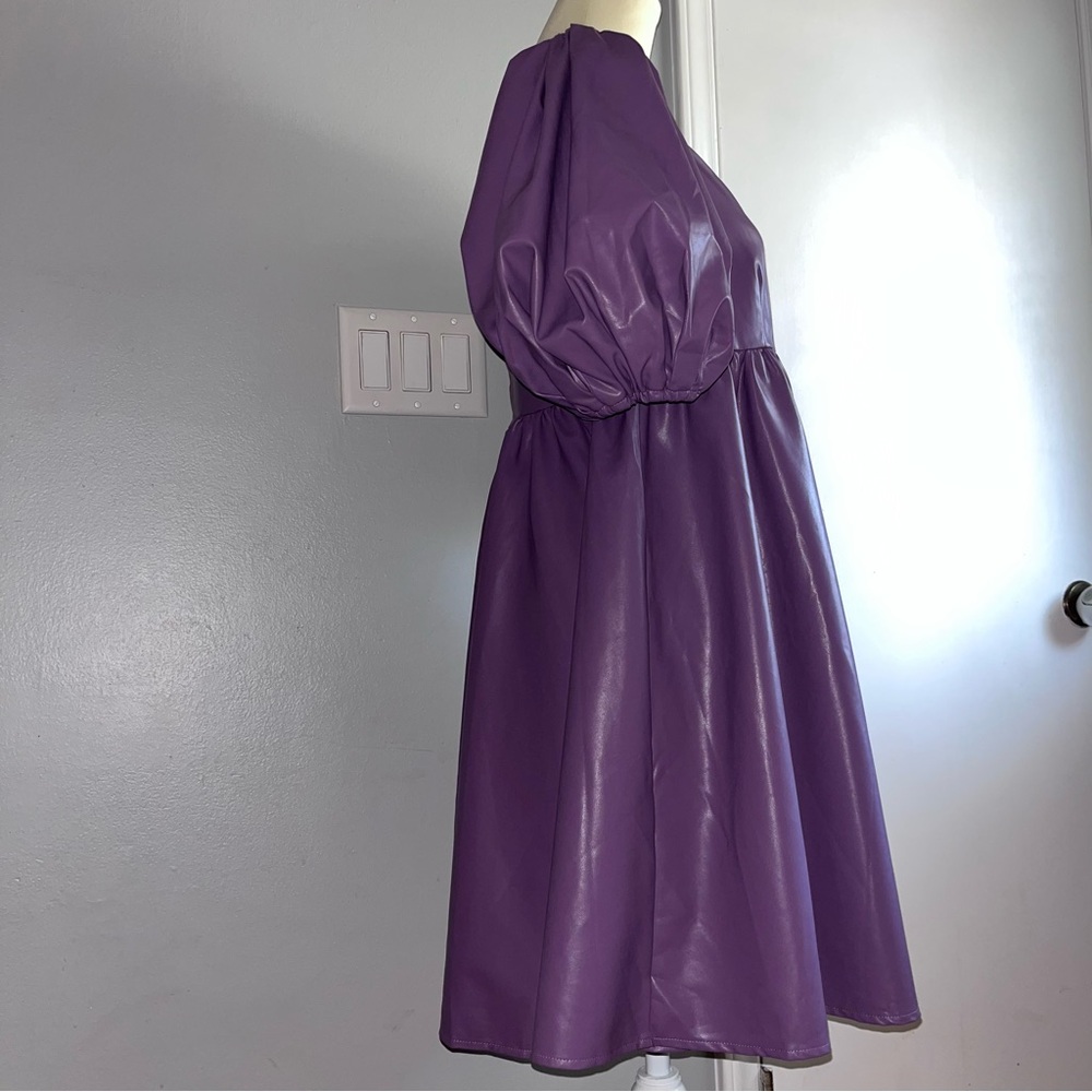 Dance & Marvel Presley Vegan Leather Puff Sleeve Babydoll Dress - Picture 6 of 15
